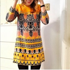 J. Crew Yellow Jules Scroll Print Long Sleeve Shift Dress Size 2