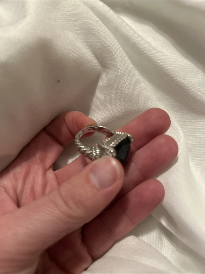 Anillo doblete de hematita azul esterlina Judith Ripka con puntas de corazón talla 7 Foto 4 de 4