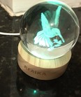 Crystal Ball 3D Engraved Hummingbird W/wooden Base Glass Sphere Nightlight — photo 2