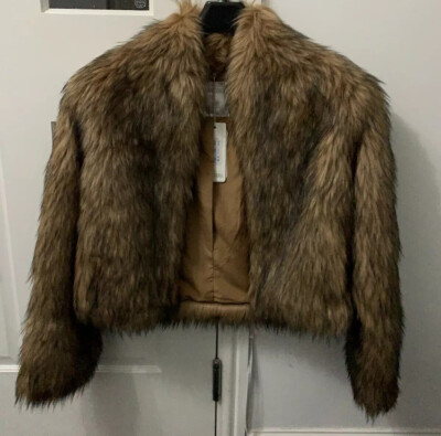 Bomboogie JW SAKE Women s Collared Faux Fur Jacket, Copper, EU Size L, US Size M