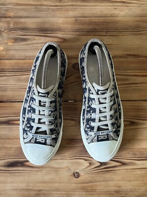 Deep Blue Oblique Embroidered Walk  N  Dior Sneakers In Size 38.5 EU|8 US|6 US