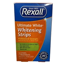Rexall Ultimate White Whitening Strips Professional Strength 14 Strips Exp 2026+