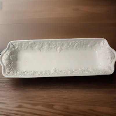 Neuwirth Portugal white ceramic Basket Weave divided Serving Platter 12'' x 15''