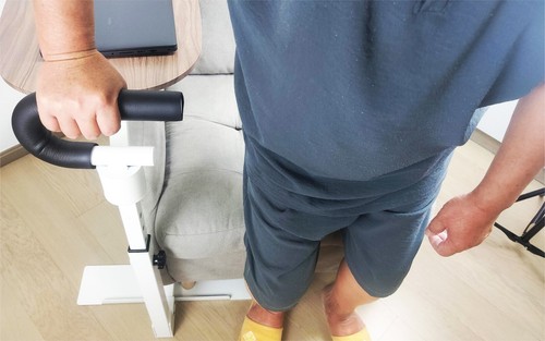 Auxiliary Standing Tray Table, 360° Height Adjustable Rotating TV Laptop Table - Picture 6 of 22