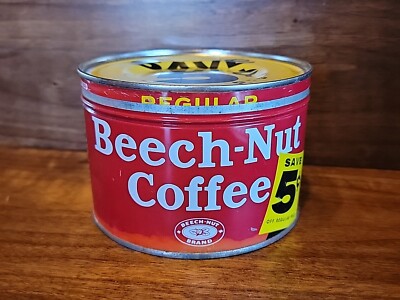 Nice Antique Vintage BEECH-NUT 1 Pound COFFEE Tin Key Wind Save 5 Cents