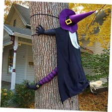 Halloween Decor Outside- 57" Large Flying Witch Crashing into Tree Hanging