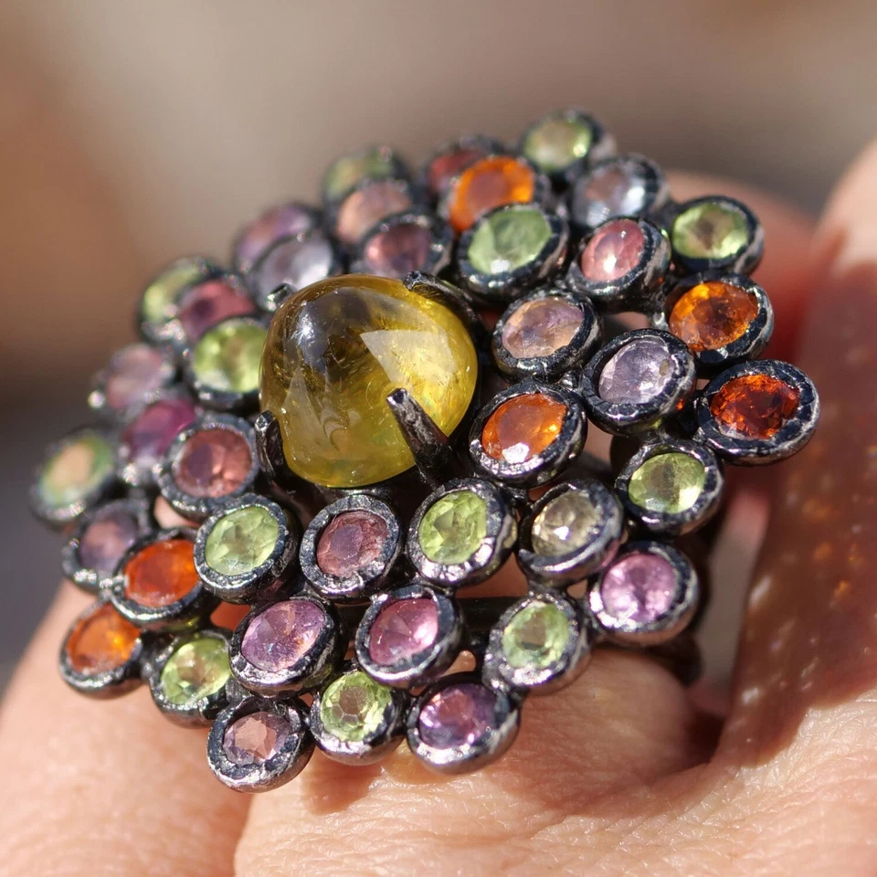 Spinell Ring in unglaublichen Farben ca. 35 ct Silber rhodiniert Handarbeit - Bild 3 von 4