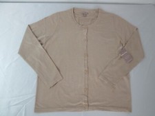 Womens Sweater crew neck cardigan tan khaki sesame White Stag XL 16 18 NEW