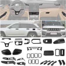 For Jeep Grand Cherokee 22+ Carbon Fiber Steering wheel Dash Console Cover Trims