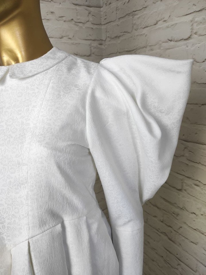 Vintage Beautiful Dress Volume Mutton Sleeve Midi Floral Wedding Dress