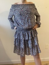 Michael Michael Kors Womens Paisley Print Dress Blue Size Medium