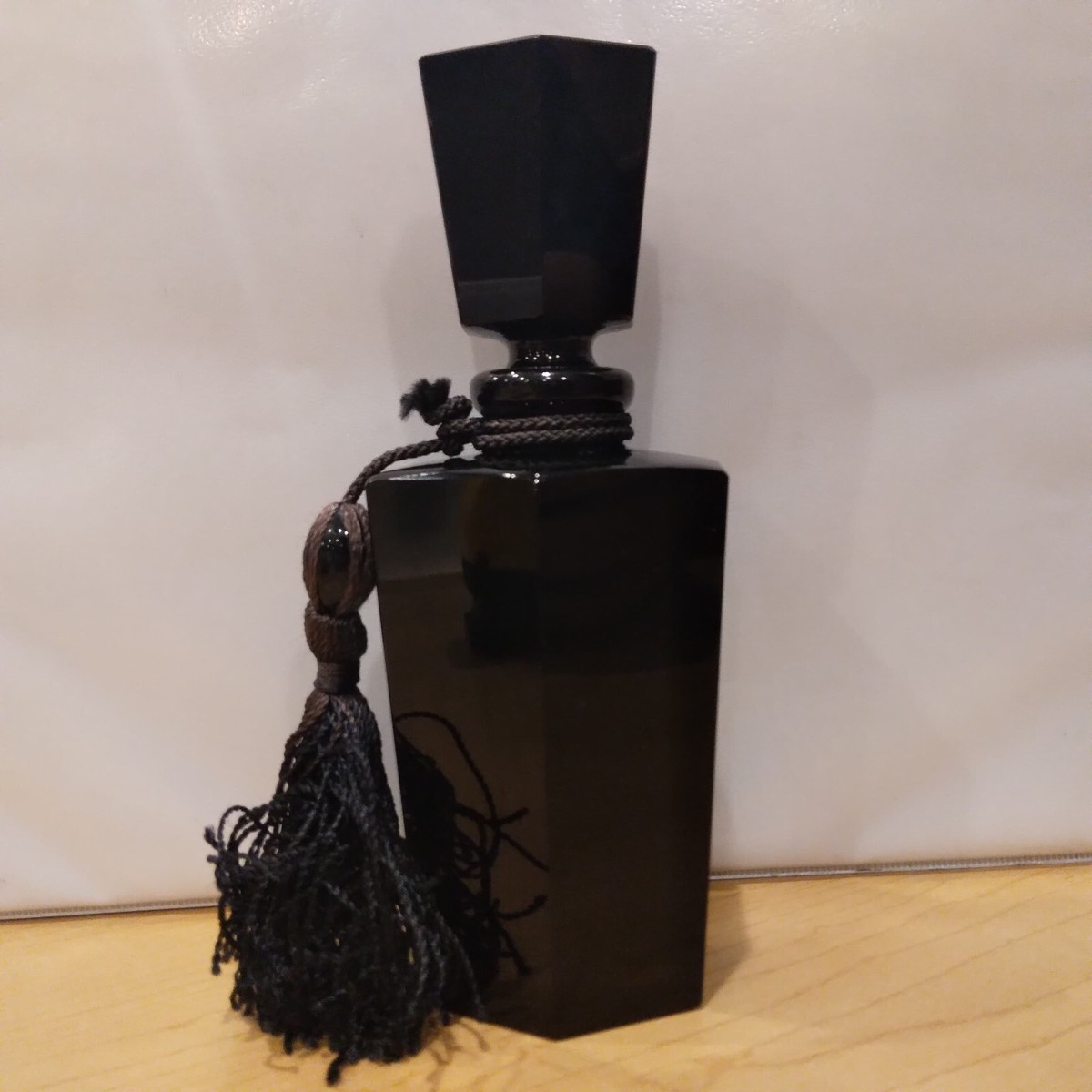 Vintage Opaque Black Glass Art Deco Style Perfume Bottle with