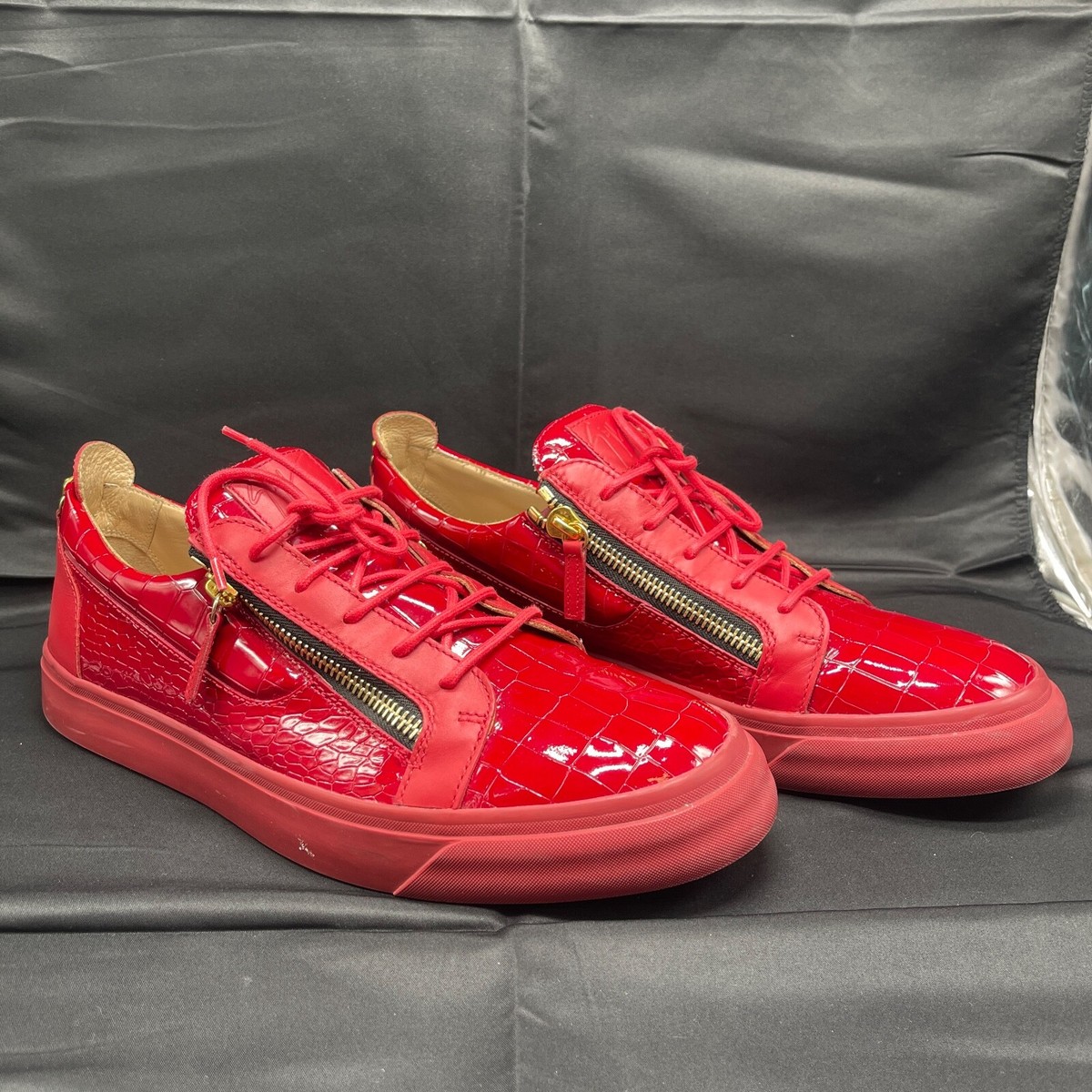 Giuseppe Zanotti Red Croc Embossed Sneaker Size 47 US 14M (Watch