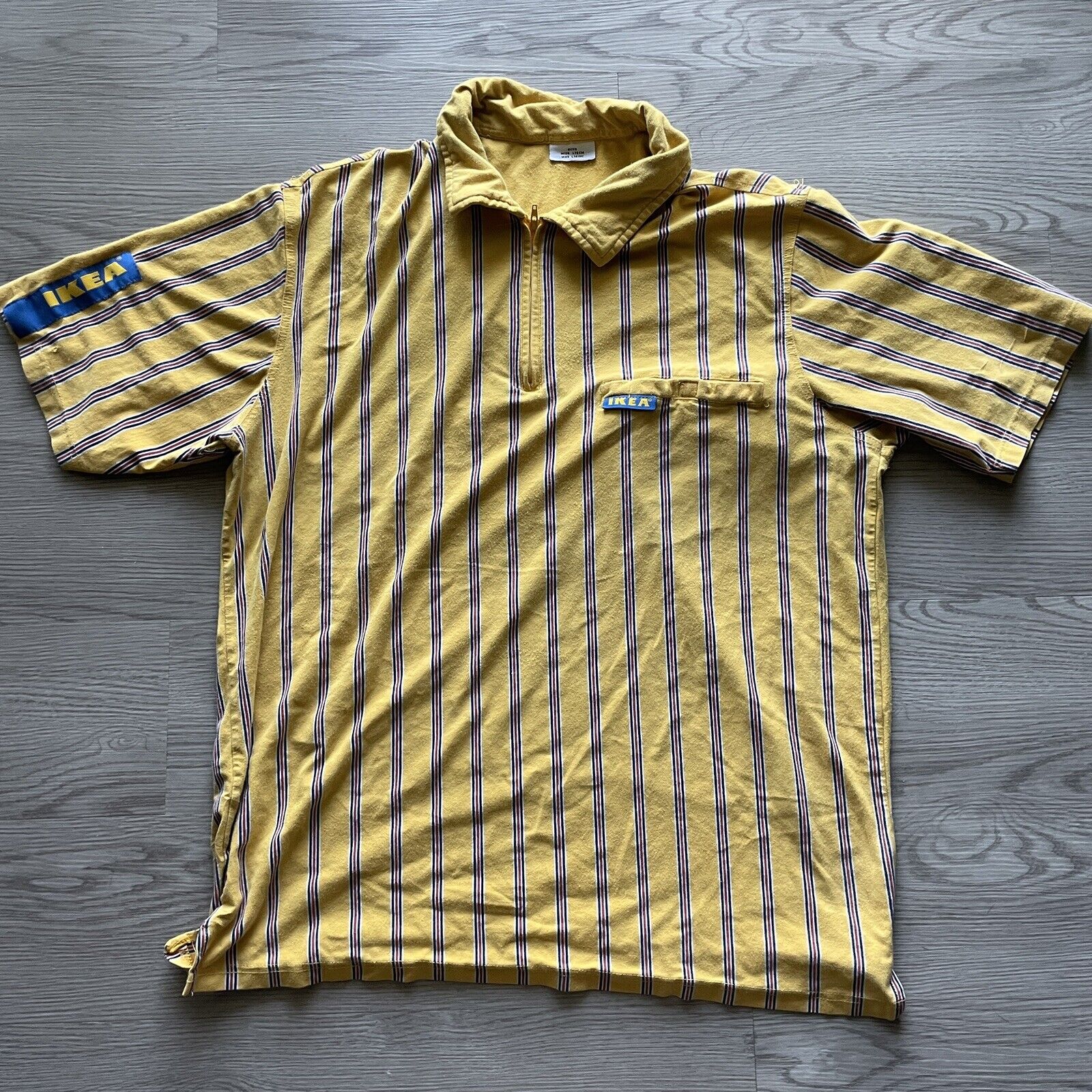 Oprechtheid Kast filosoof Men's Ikea Employee Staff Uniform Polo Work Shirt Yellow Blue Striped Sz  Small S | eBay