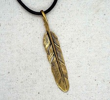 Bronze Eagle Feather Pendant (Native American Style)
