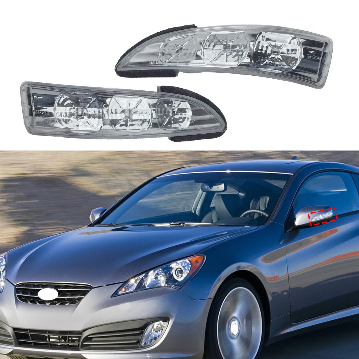 Pair Side Mirror Turn Signal Light For Hyundai Genesis Coupe 2.0L