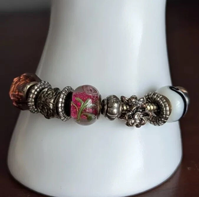 Brighton Soporte Deslizable Pulsera Barril Cuentas Espaciadores Vidrio Veneciano Plata Foto 3 de 4