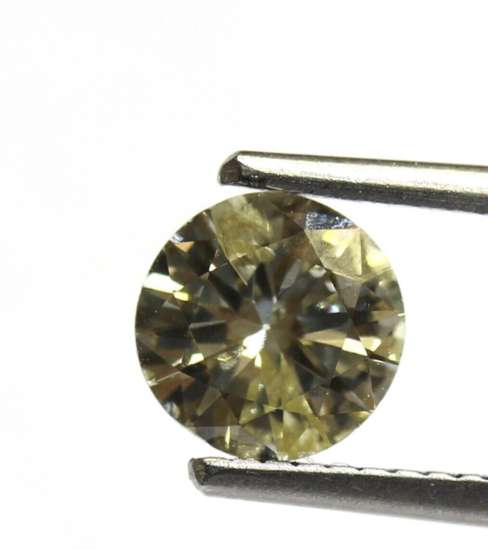 GIA certified .81ct I3 S-T fancy color yellow loose round diamond estate Natural