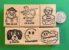 Teachers' French Only Rubber Stamps, Set of 6, 