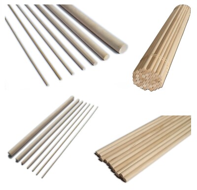 10 Pack Of 300mm Hardwood Wooden Dowels / Craft Sticks / Poles * Pick How Thick. | UK