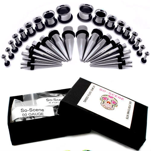 Kit Estiramiento Calibrador de Orejas 36 Piezas Acero Inoxidable 36 Piezas Kit Conos/Tapones Foto 3 de 4