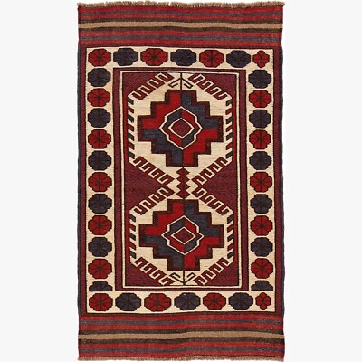 Hand Woven Small Kilim Vintage Woolen Flat Bedroom Afghan Kilim 2'9''x4'9''ft 3994