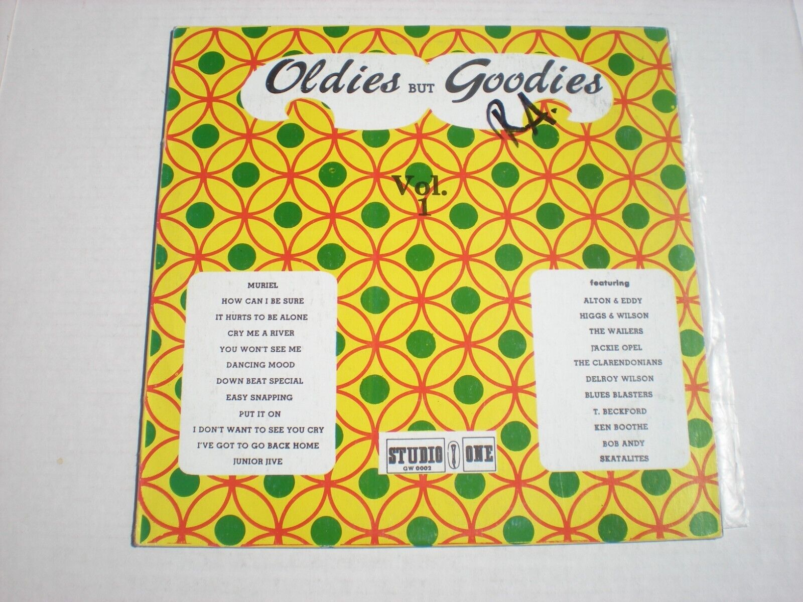 Oldies But Goodies Vol. 1 lp Reggae Studio One GW 0002 Signed Roland Alphonso