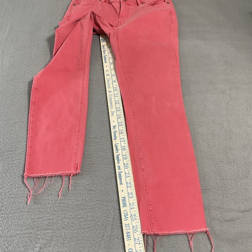 LOFT Modern Skinny Crop Jeans Women's Size 26/2 Stretch Mid Rise Coral Raw Hem - 第 3/8 張圖片