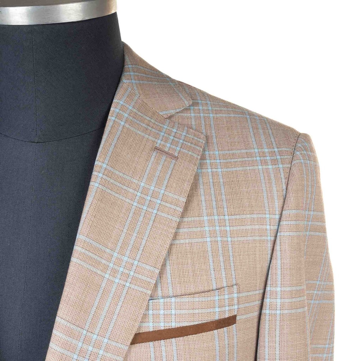 RAVAZZOLO Wool Silk Suit Blazer Beige Brown White Plaid EU RAVAZZOLO Wool Silk Suit Blazer Beige Brown White Plaid EU