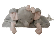 DAN DEE GRAY PINK ELEPHANT KNOTTED CORNERS SECURITY BLANKET LOVEY RATTLE