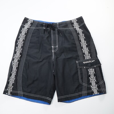 Speedo Board Shorts Size 34/M Black Vintage Hook Latch Fly Y2K era