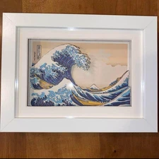 Hokusai Great Wave Shadow Box Art Handmade 3D Postcard Framed 8x6in