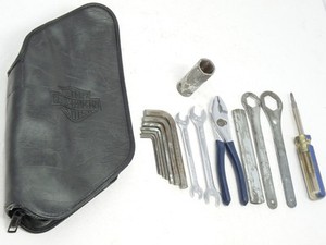 VINTAGE HARLEY DAVIDSON ONBOARD TOOL KIT HEAVY DUTY ZIPPERED POUCH MADE IN USA!