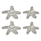 4 Pcs Starfish Rhinestone Beaded Sequin Applique Patches