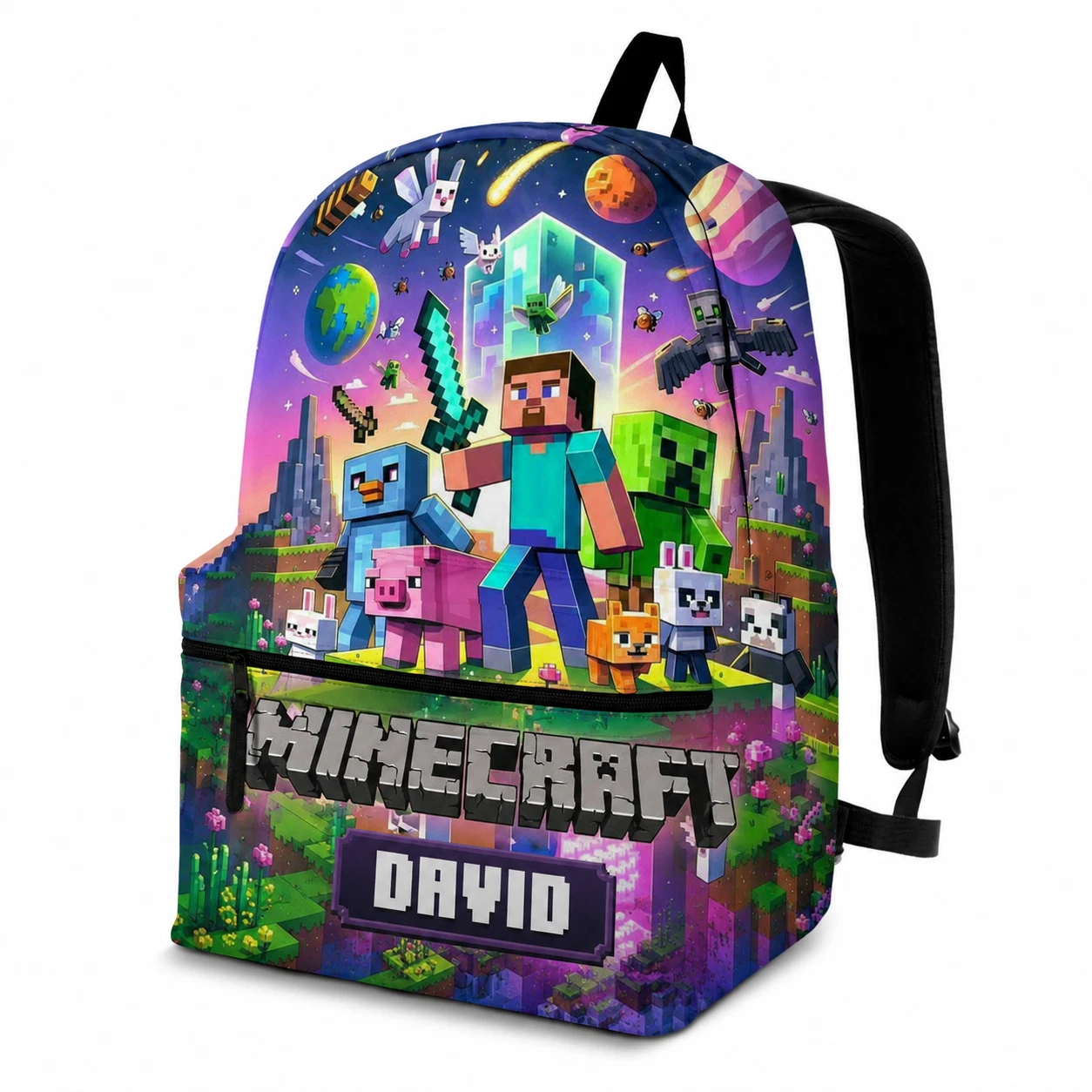 Personalized Game Style Backpack Custom Name School Bag Boys Gift