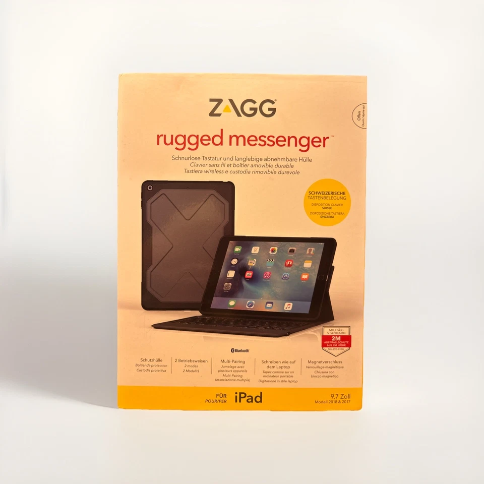 Tablet Tastatur ZAGG Rugged Messenger Apple iPad 9.7 Zoll Cover Qwertz-CH