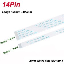14Pin Flachbandkabel Teilung 0.5/1mm FFC Flatkabel Dr&auml;hte AWM 20624 80C 60V VW-1