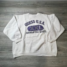Guess Sweatshirt Mens Large Cream 1992 Vintage Hanes Heavyweight Athletic Dept