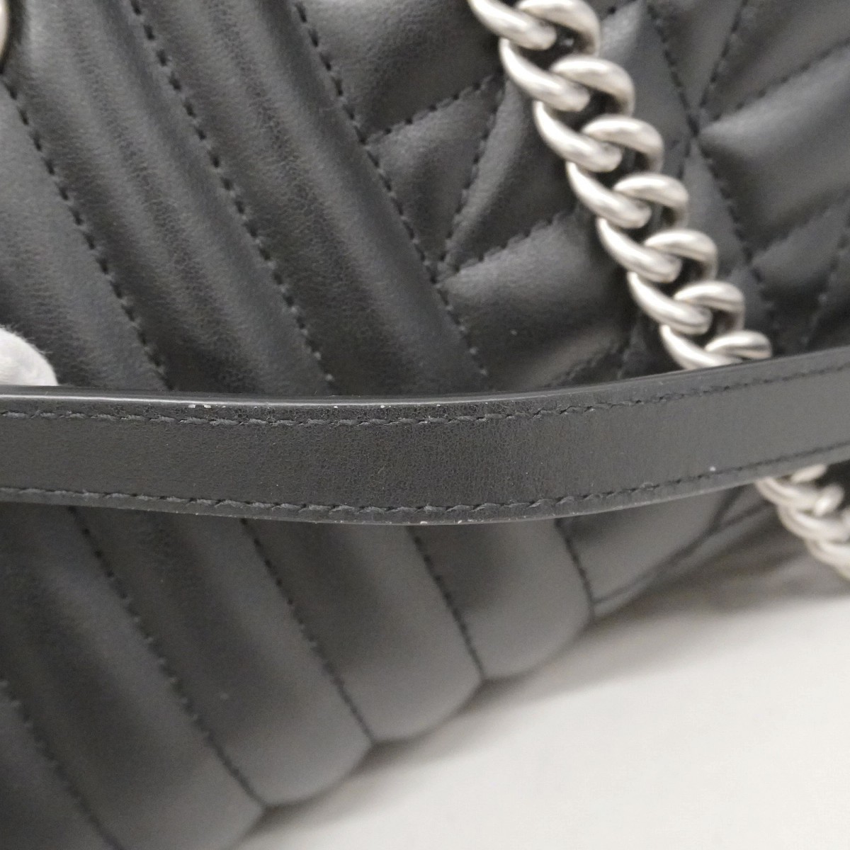 Auth [6bb1591-k] GUCCI Shoulder Bag GG Marmont 681483 Leather Black Silver m... thumbnail 9