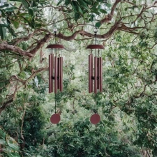 2-PC Gift Set 36" Long Tuned Red Metal Wind Chime Ornament Garden Decor