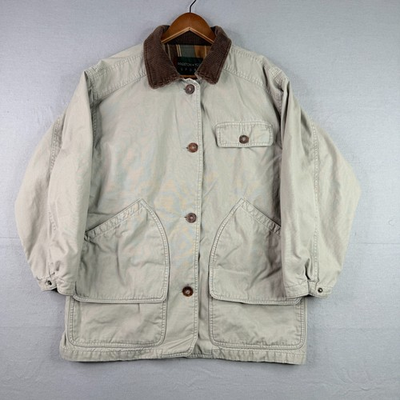 #ad #ad Preston York Field Coat Mens Small Cream Canvas Flannel Lined Barn Chore Jacket $34.00