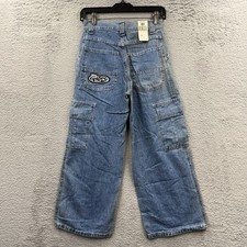 Vintage Lee Pipes Jeans Boys Size Small 25x24 Wide Leg Pockets Baggy Skater Y2K