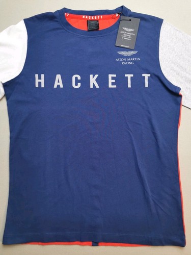 T-shirt manica lunga HACKETT x ASTON MARTIN ragazzo 9-10 anni nuova con etichetta cotone blu rosso - Foto 8 di 20
