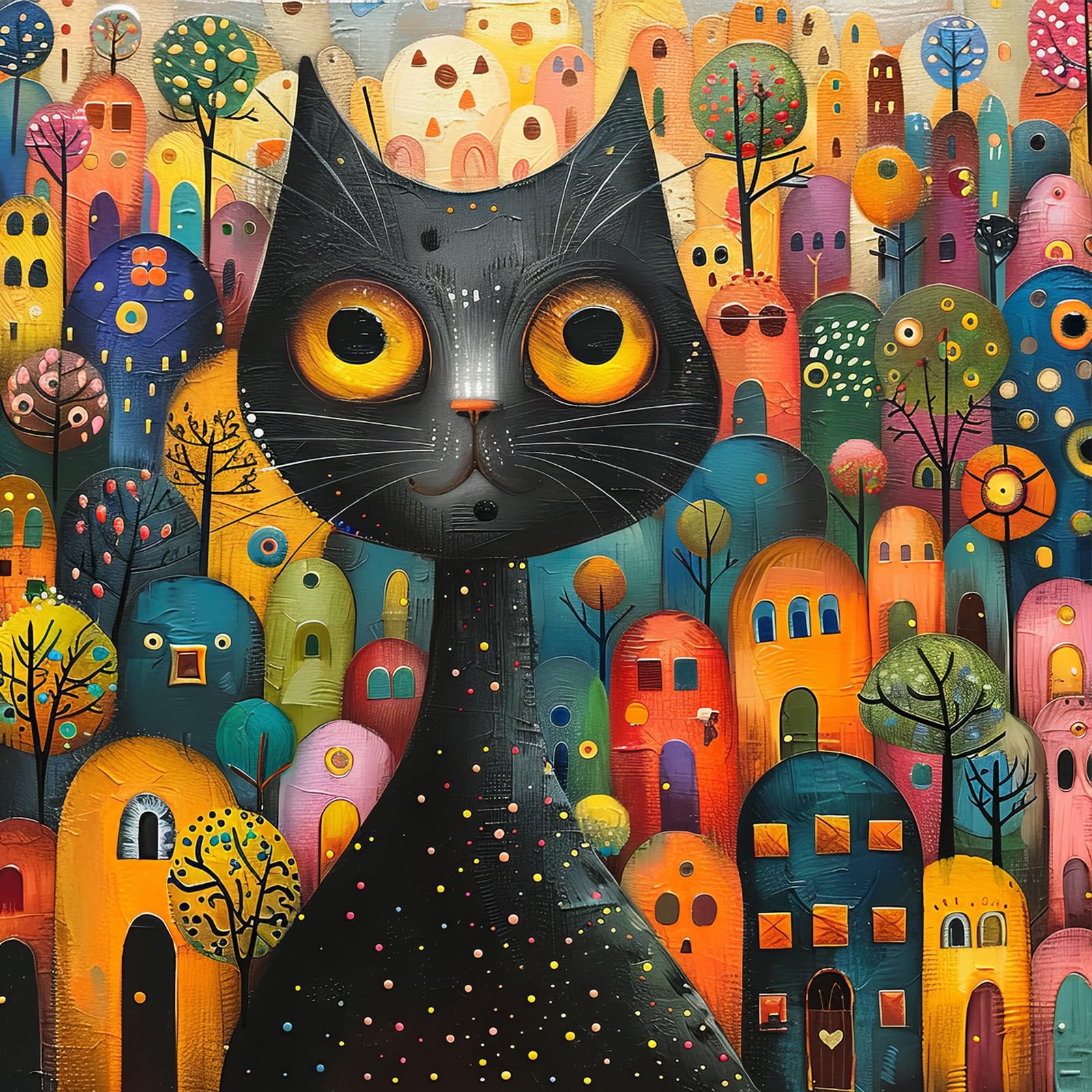 Puzzle chat noir 1024 pièces anti-stress, puzzle adulte avec poster