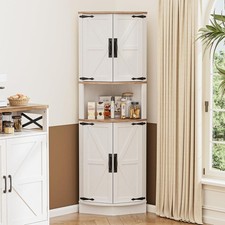 BonVache 165cm Tall Corner Storage Cabinet with Barn Doors, 5-Tier Tall