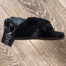 NWT and Box Aquatalia Ireena Shealing/Calf Fur Slippers with Dust Bag Size 8M