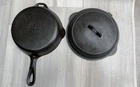 Vintage Griswold Cast Iron #5 Skillet w/ Hinged Lid 2505/2595 HTF