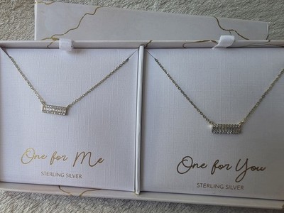 2er Set Sterling Silber Halskette Neu in Box 'One for Me' 'One for You' Friends