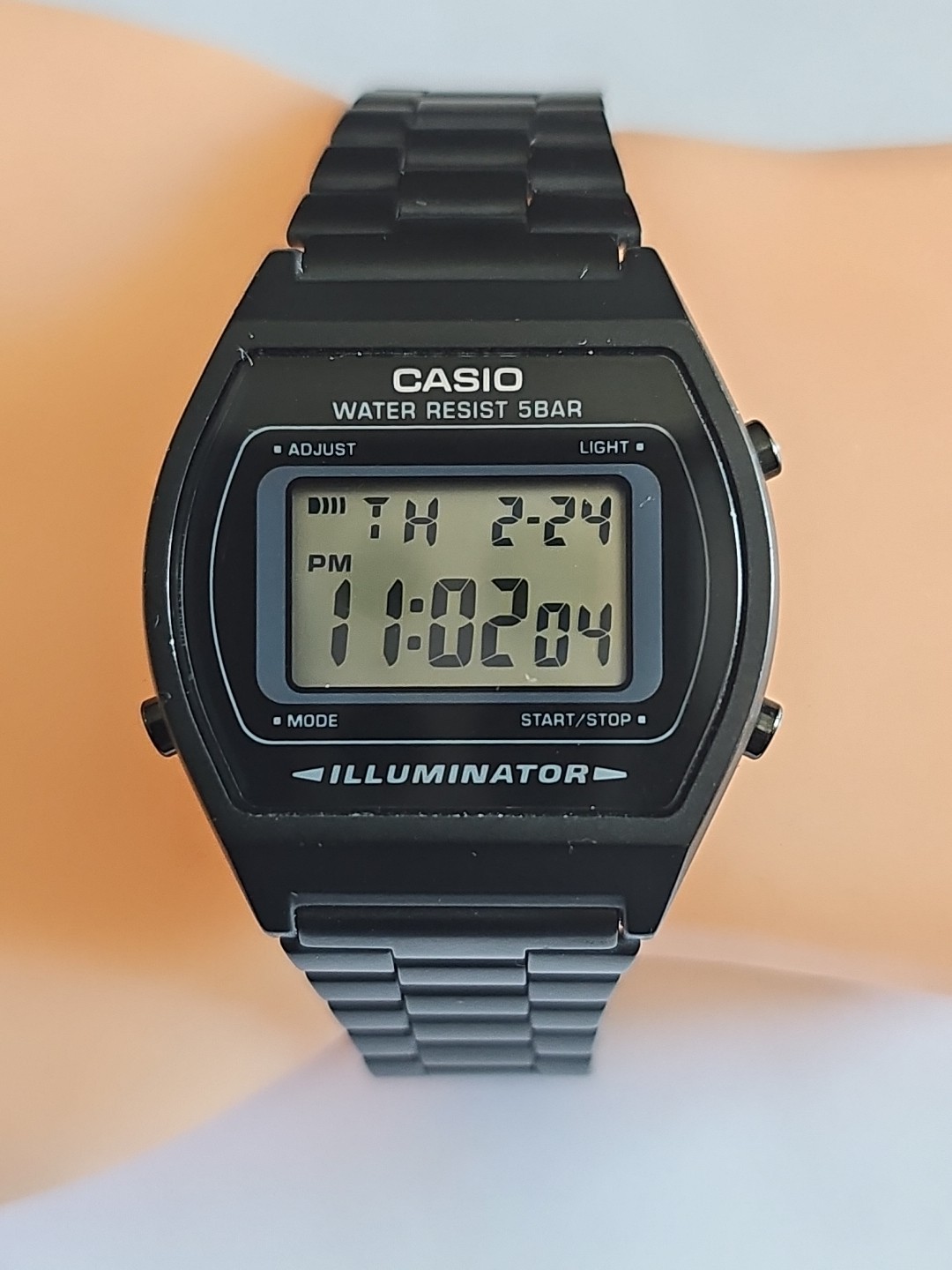 Vintage Casio Collection Digital Black Dial Stainless Steel Unisex Watch New Bat