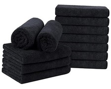 Salon Towel, Pack of 12 Not Bleach Proof, 16 x 29 Inches Super 12 Pack Black